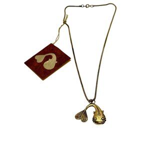 Vintage Ashanti Catfish Pendant Necklace By Fashe - Symbolizes Wealth Gold Tone